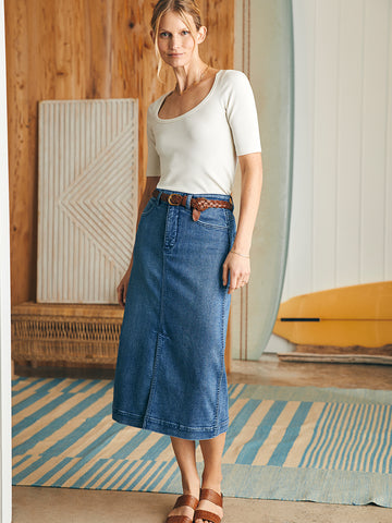 Stretch Terry Midi Skirt - Riverton