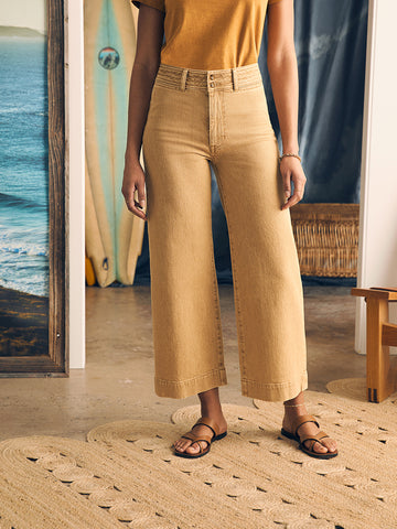 Natural Dye Denim Harbor Crop Pant - Gilded Sand Wash