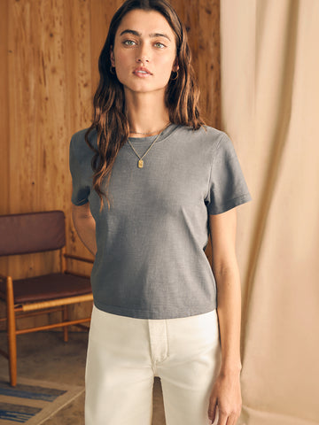 Sunwashed Cropped Crew Tee - Smoked Pearl