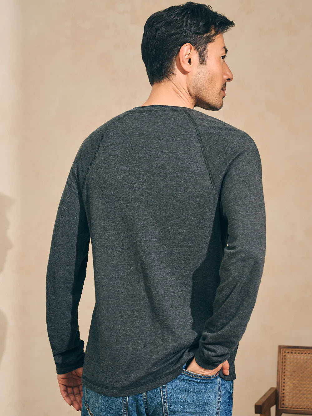 Cloud Long Sleeve Henley - Charcoal Heather