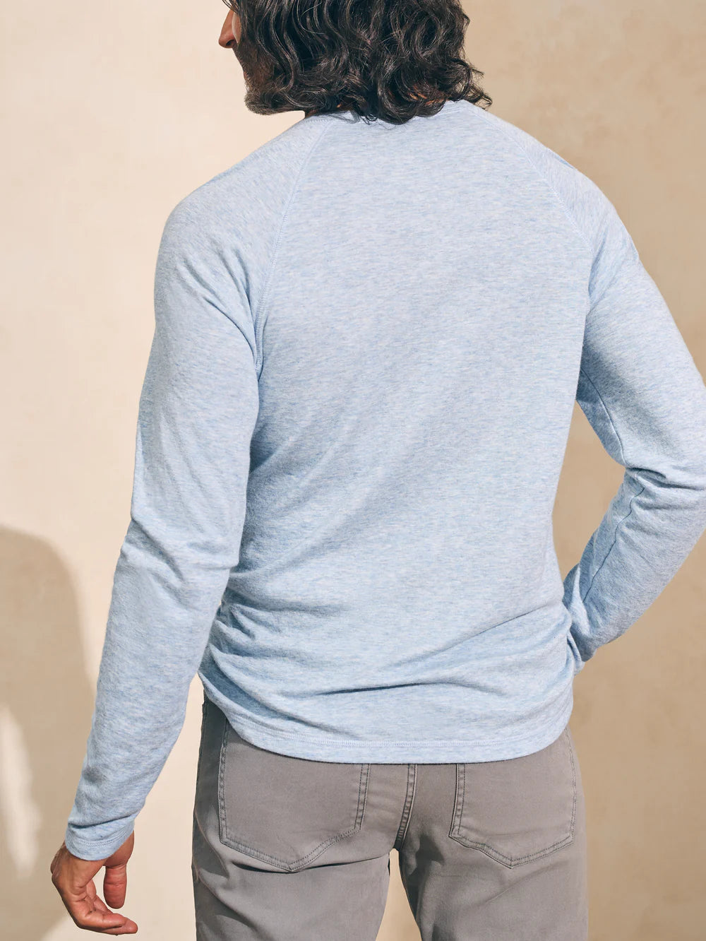 Cloud Long Sleeve Henley - Light Blue Heather