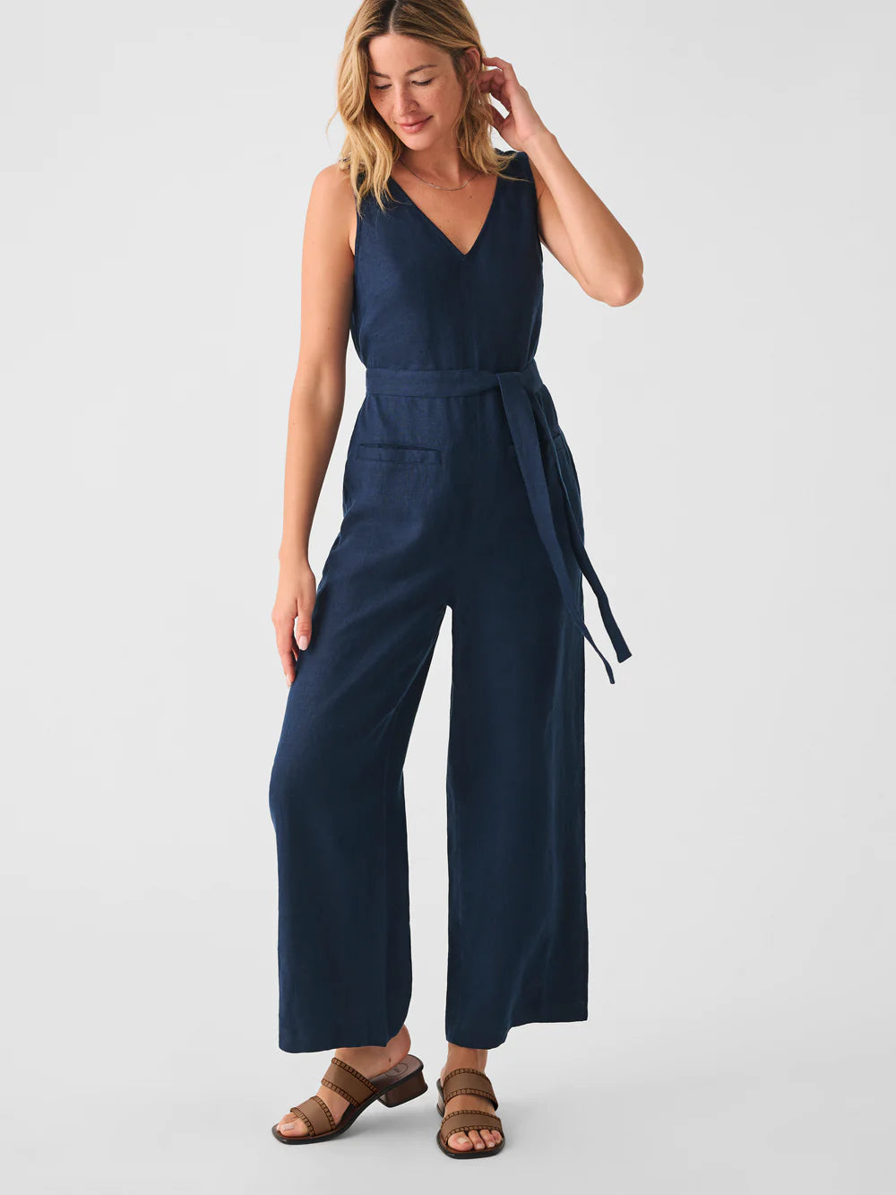 Catalina Linen Jumpsuit - Navy