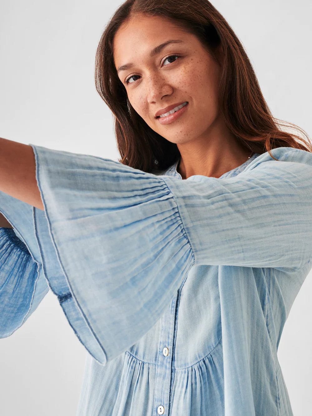 Dream Cotton Gauze Kasey Dress - Light Indigo Wash