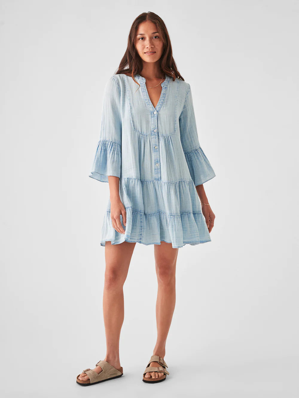 Dream Cotton Gauze Kasey Dress - Light Indigo Wash