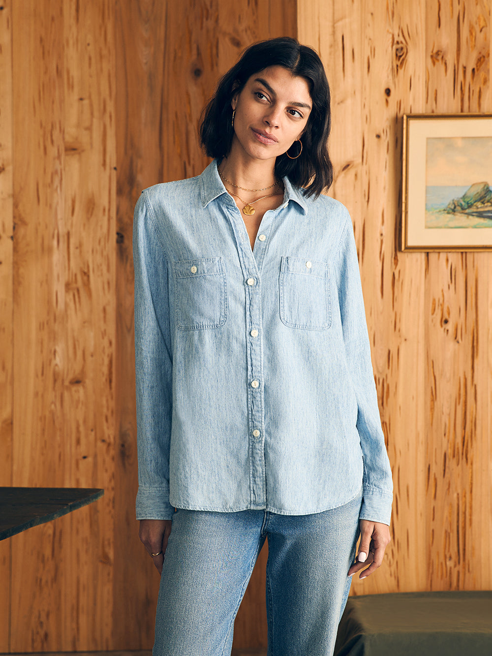 The Tried and True Shirt by Faherty in Mid Wash
