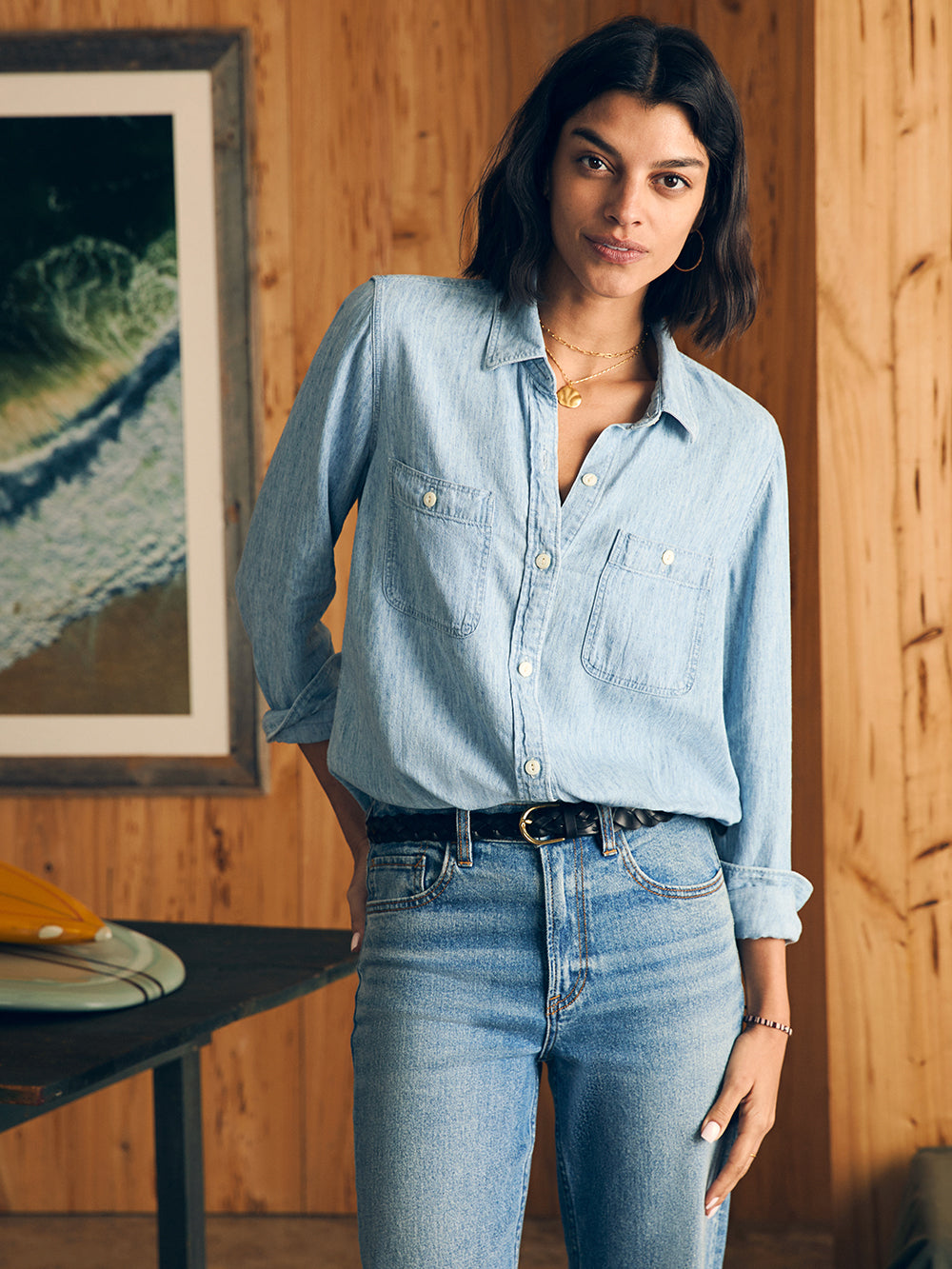 The Tried and True Shirt by Faherty in Mid Wash