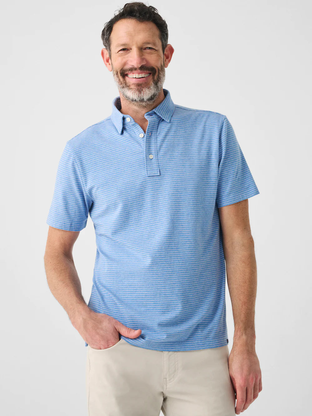 Movement™ Short Sleeve Polo - Ocean Orchid Stripe