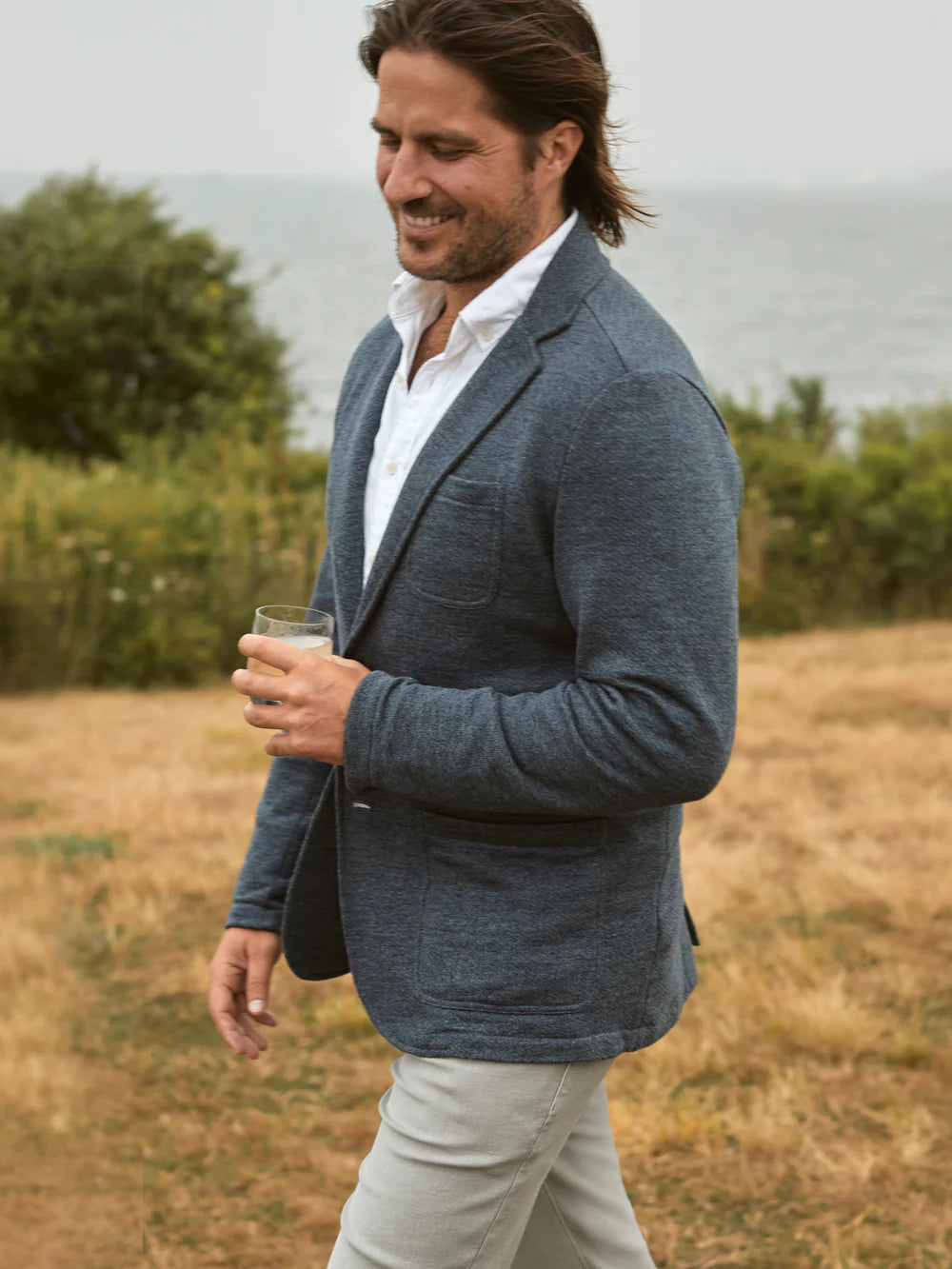 Inlet Knit Blazer - Deep Navy Melange