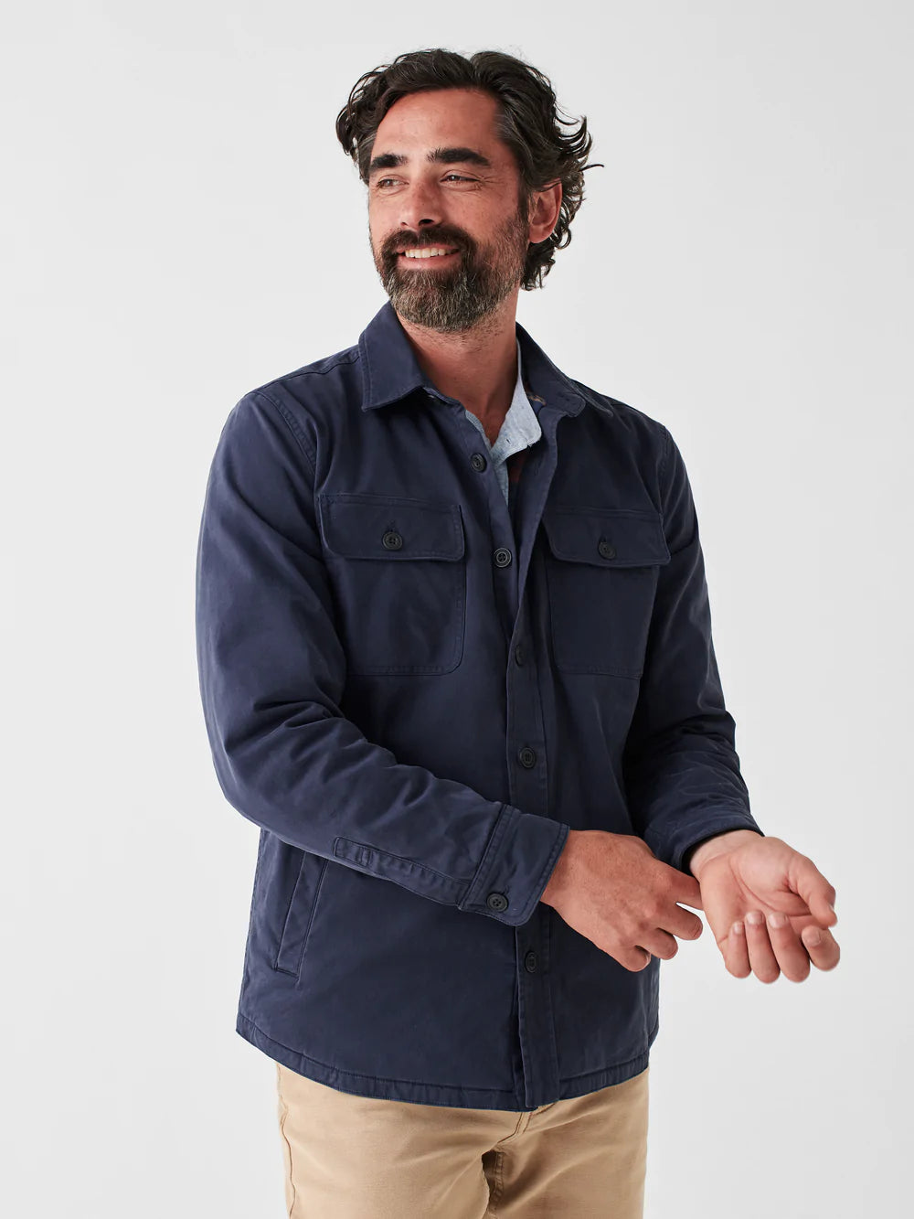 Stretch Blanket Lined CPO Washed Navy Faherty Australia