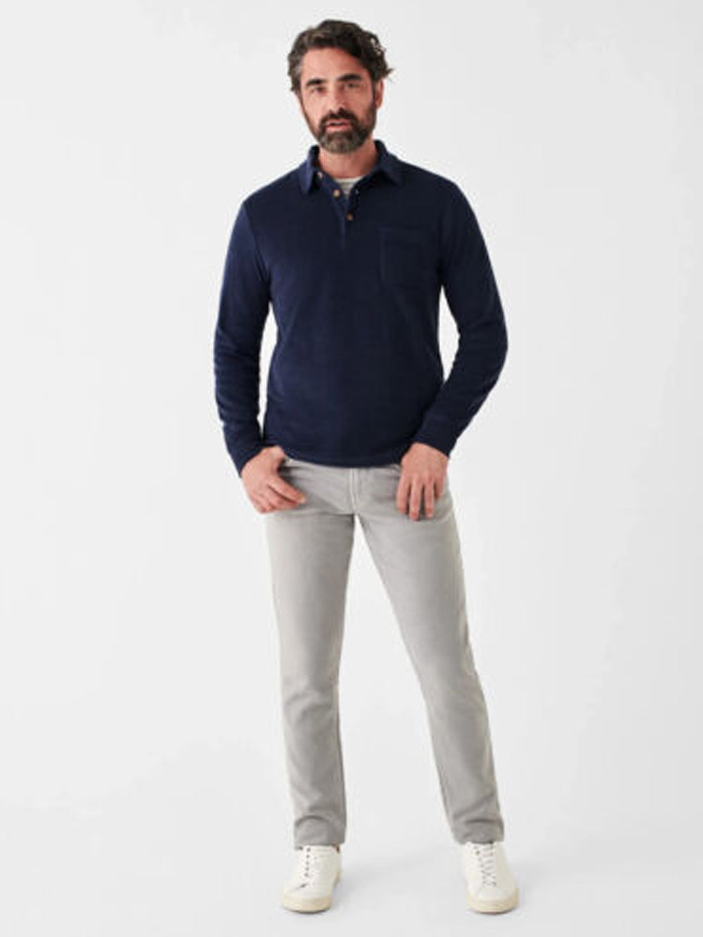 Towel Terry Ls Polo - Fall Navy
