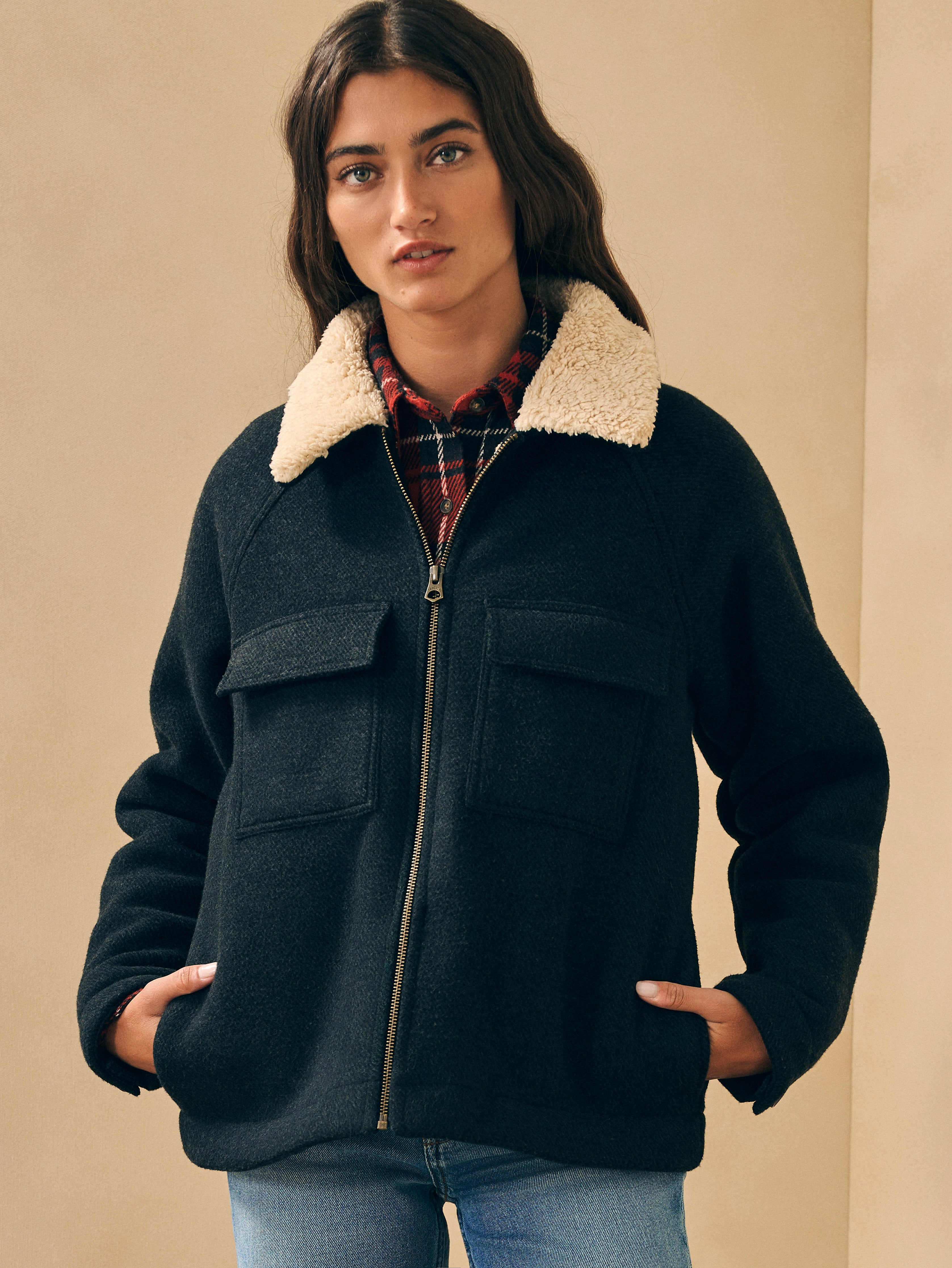 Legend High Pile Fleece Jacket - Heathered Black Twill