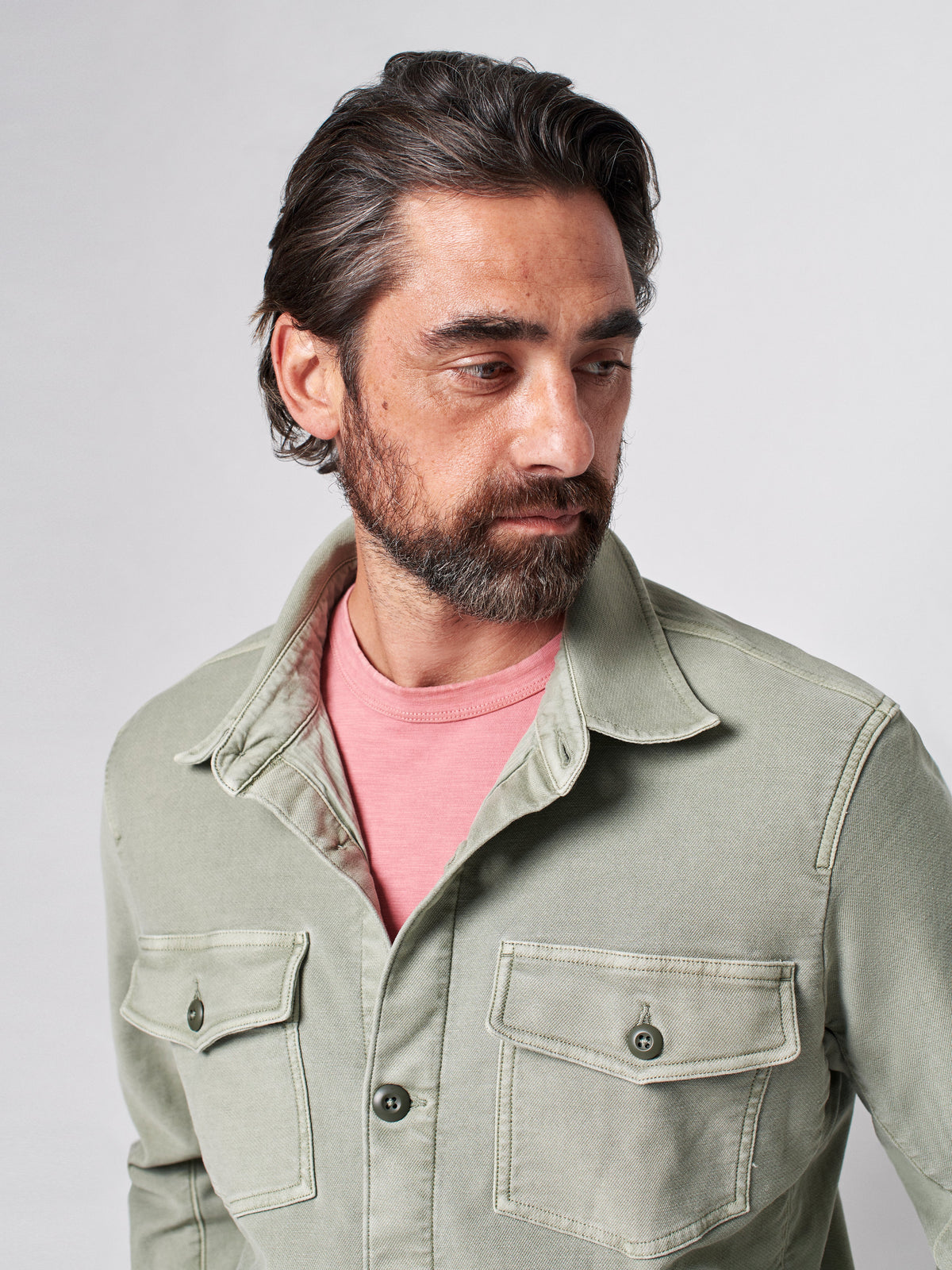 Green shirt jacket best sale mens