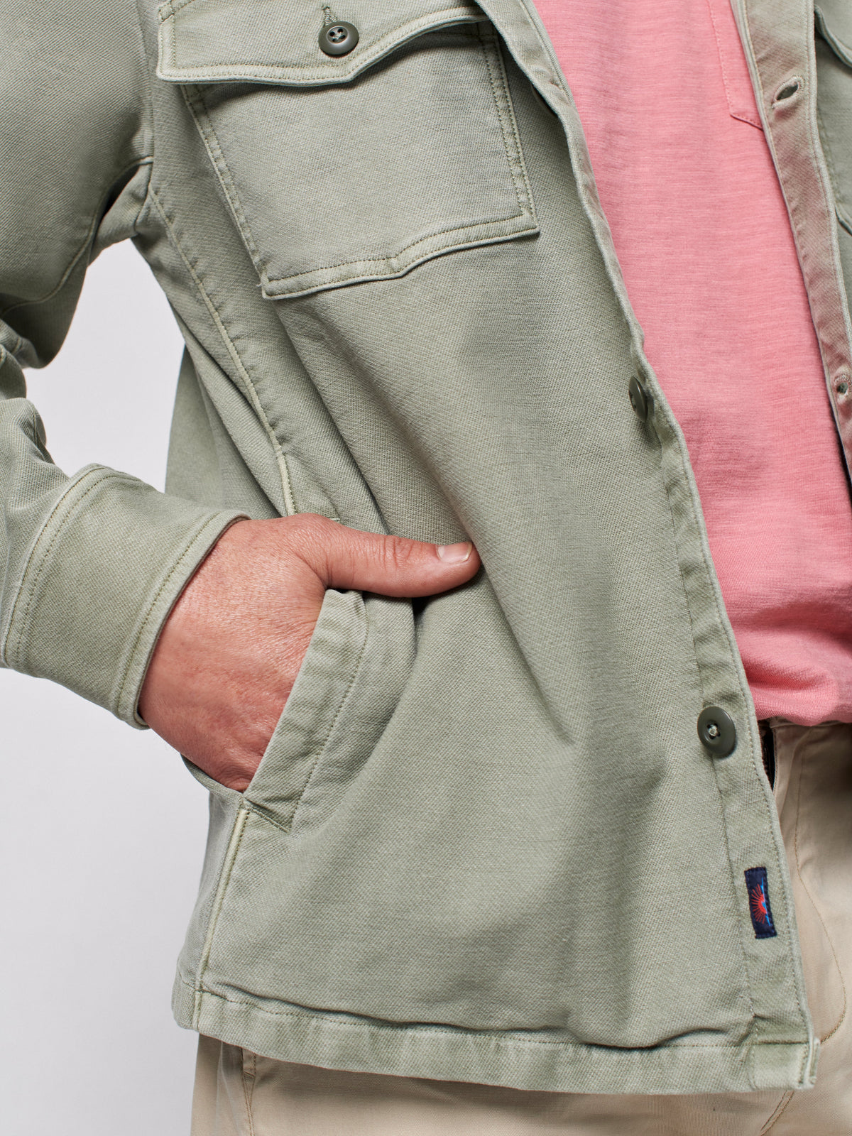 Stretch Terry Shirt Jacket Faded Olive