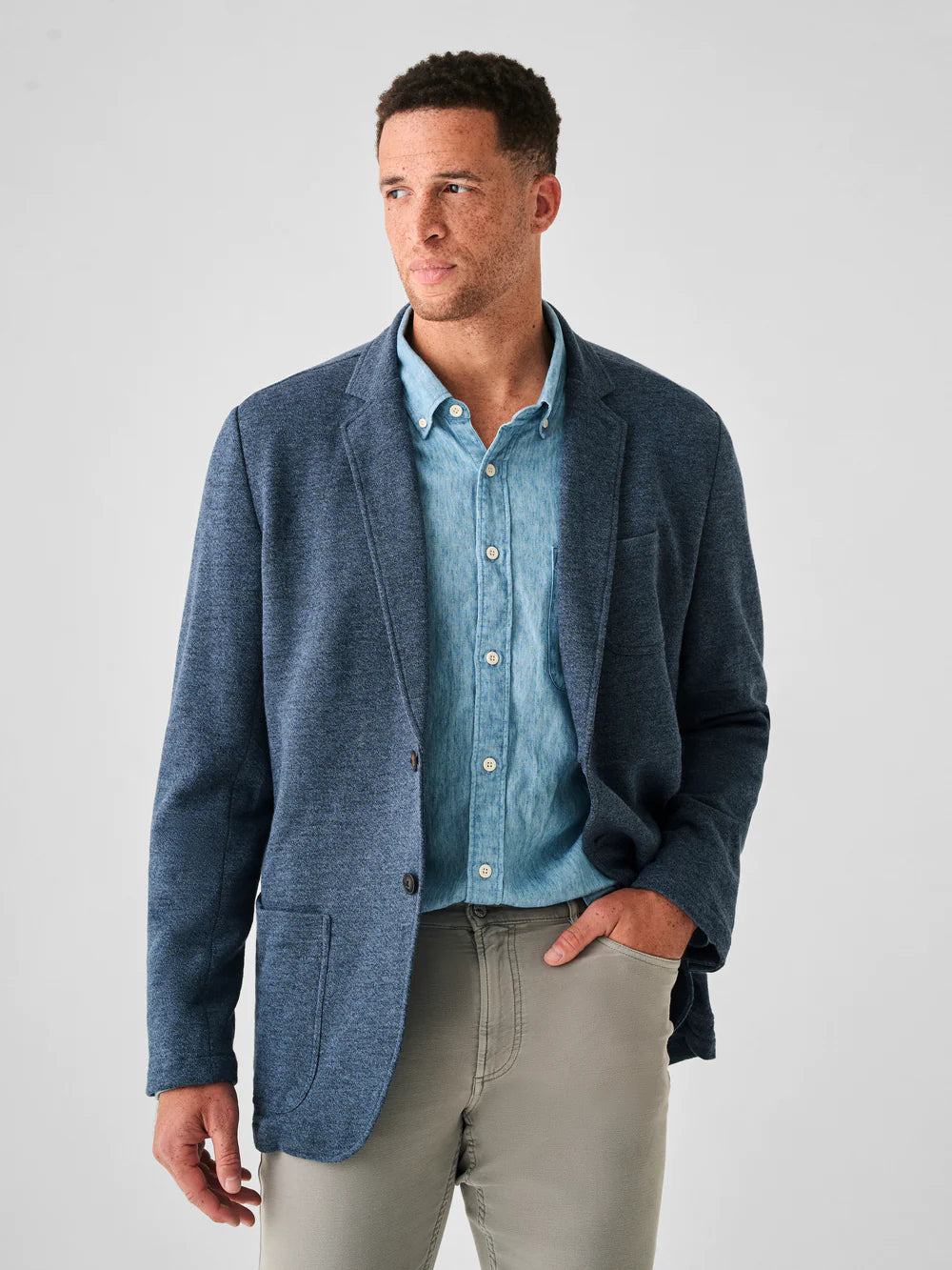 Inlet Knit Blazer - Deep Navy Melange