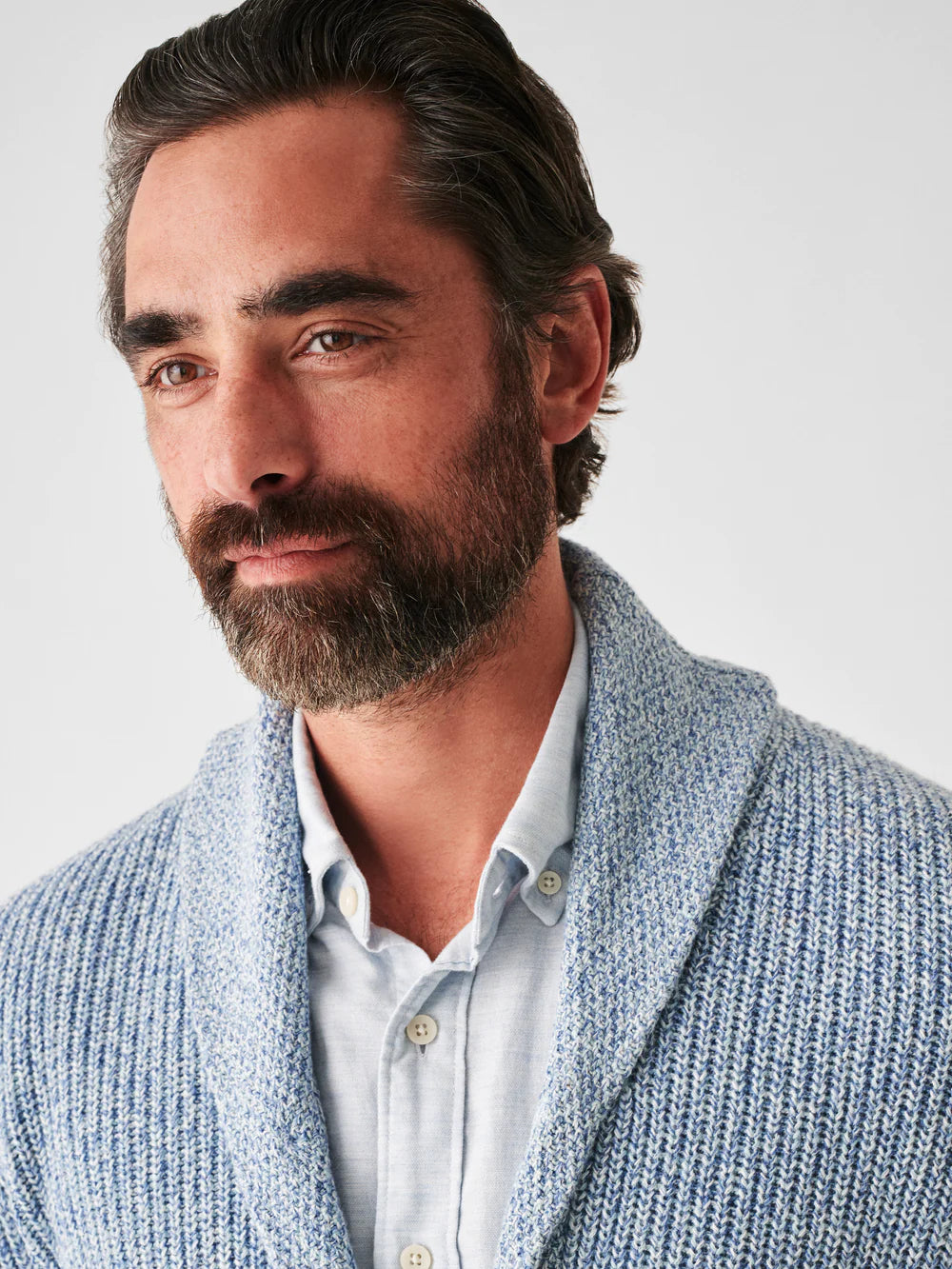 Marled Cotton Cardigan - Spring Sea Marl