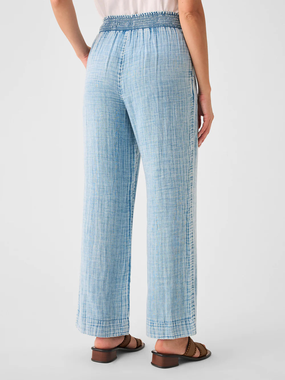 Dream Cotton Gauze Wide Leg Pant - Light Indigo Wash