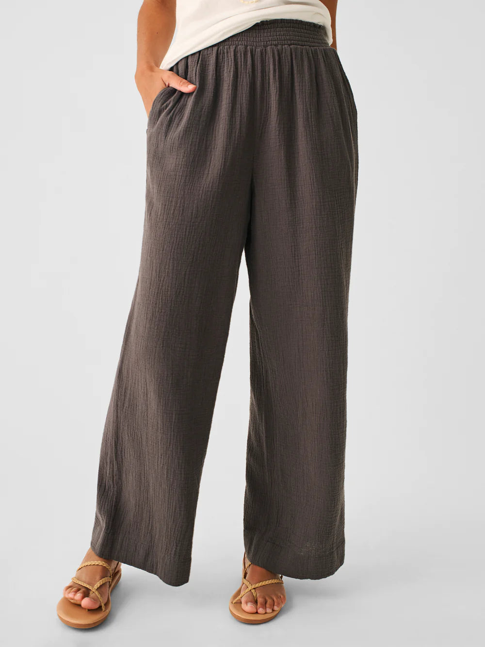 Dream Cotton Gauze Wide Leg Pant - Washed Black