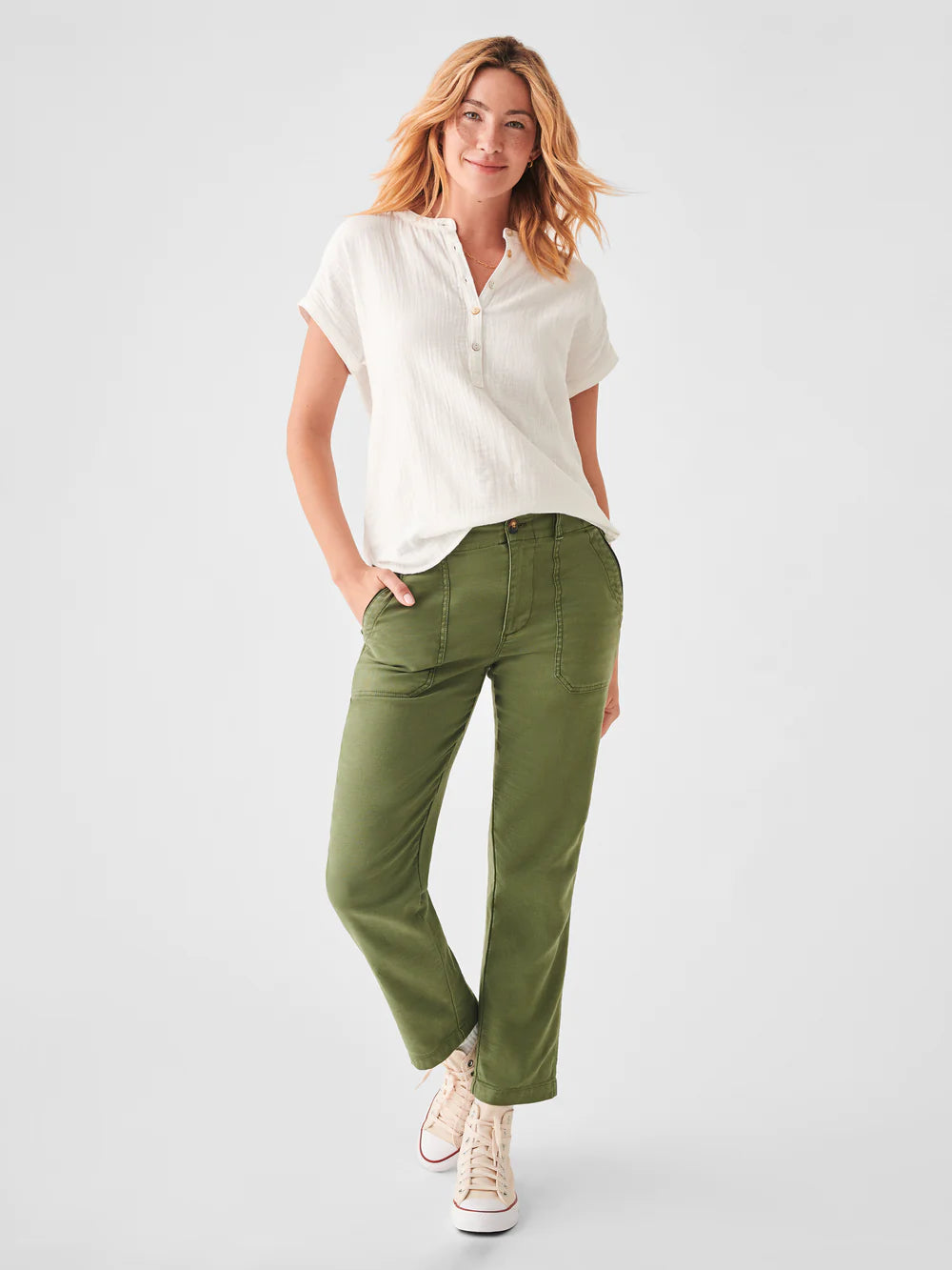 Dream Cotton Gauze Desmond Top - White