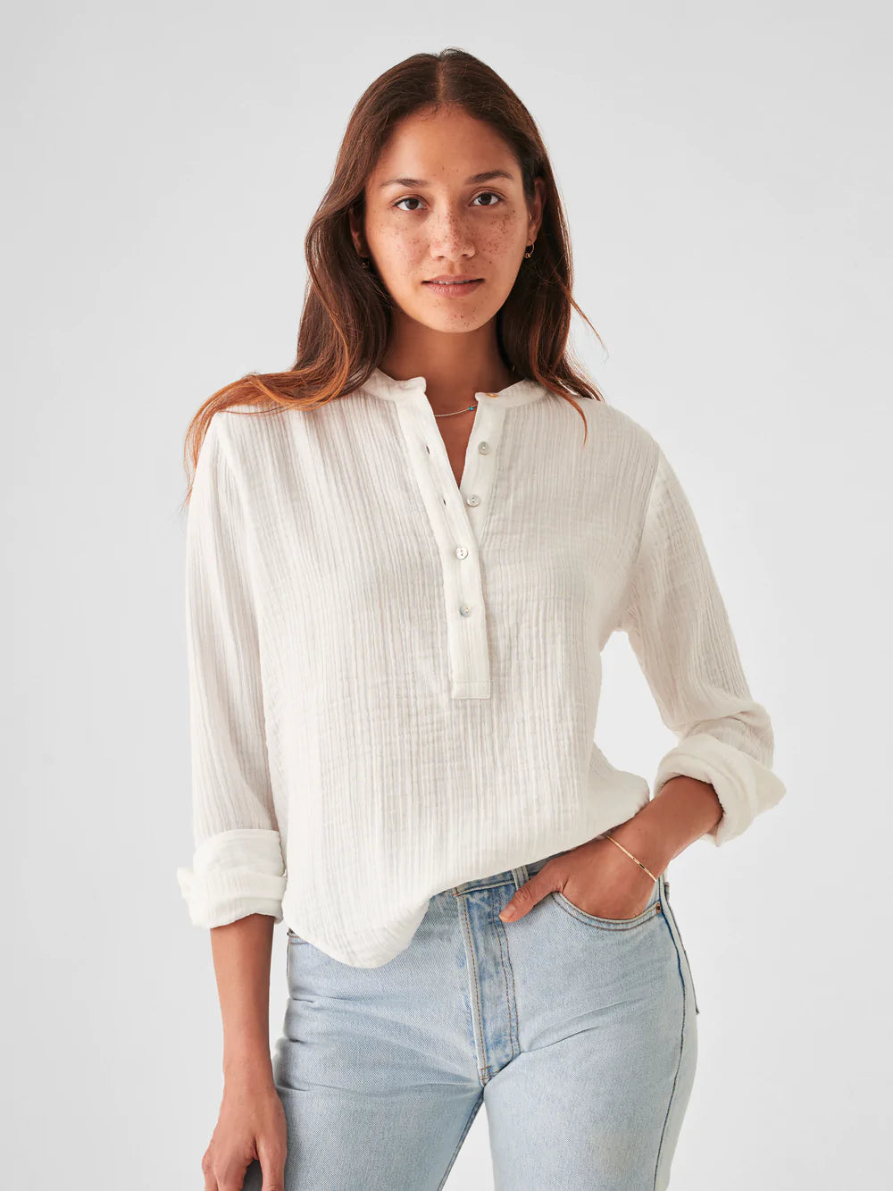 Collarless shirt deals womens