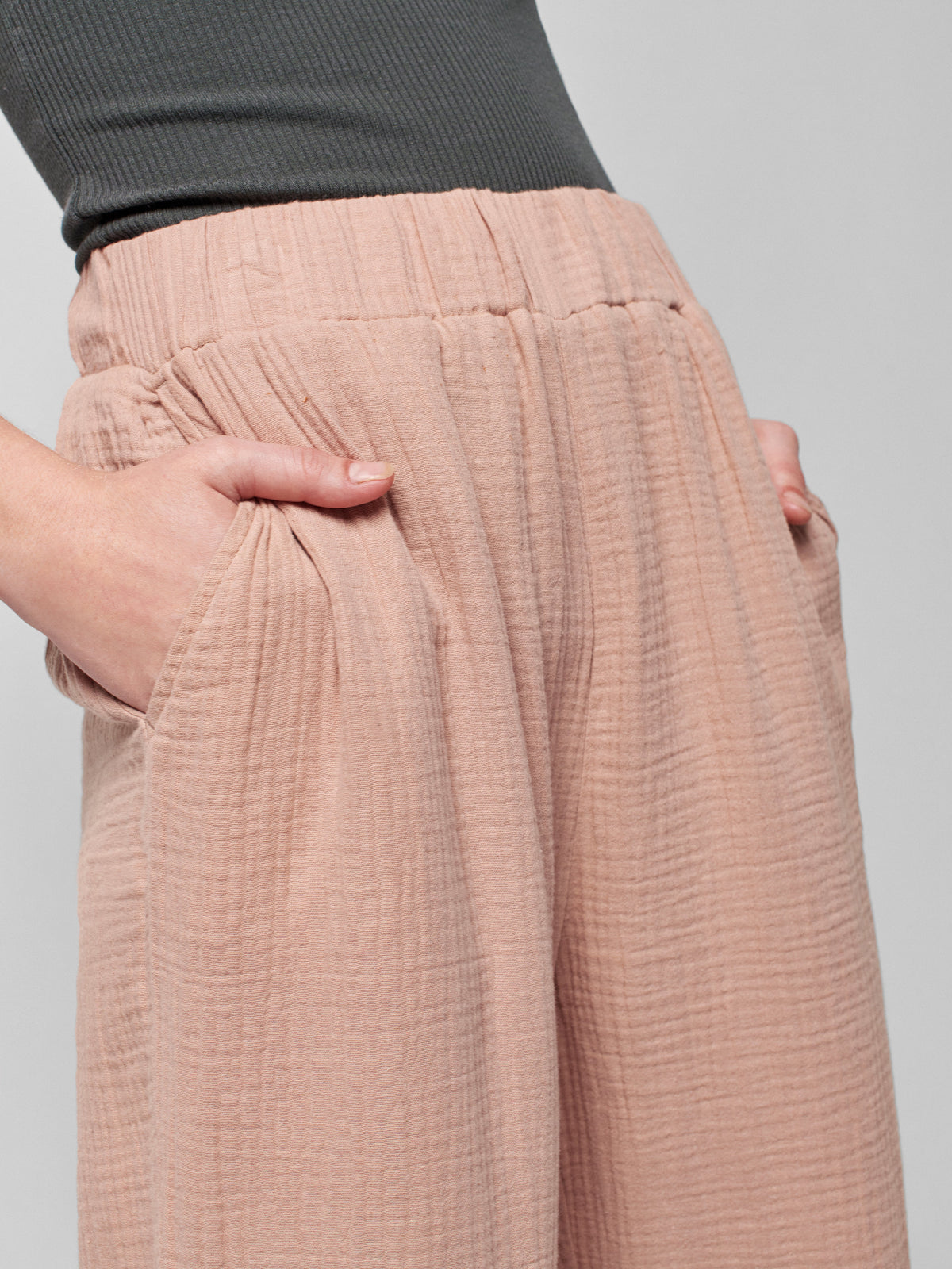Dream Cotton Gauze Wide Leg Pant - Nougat